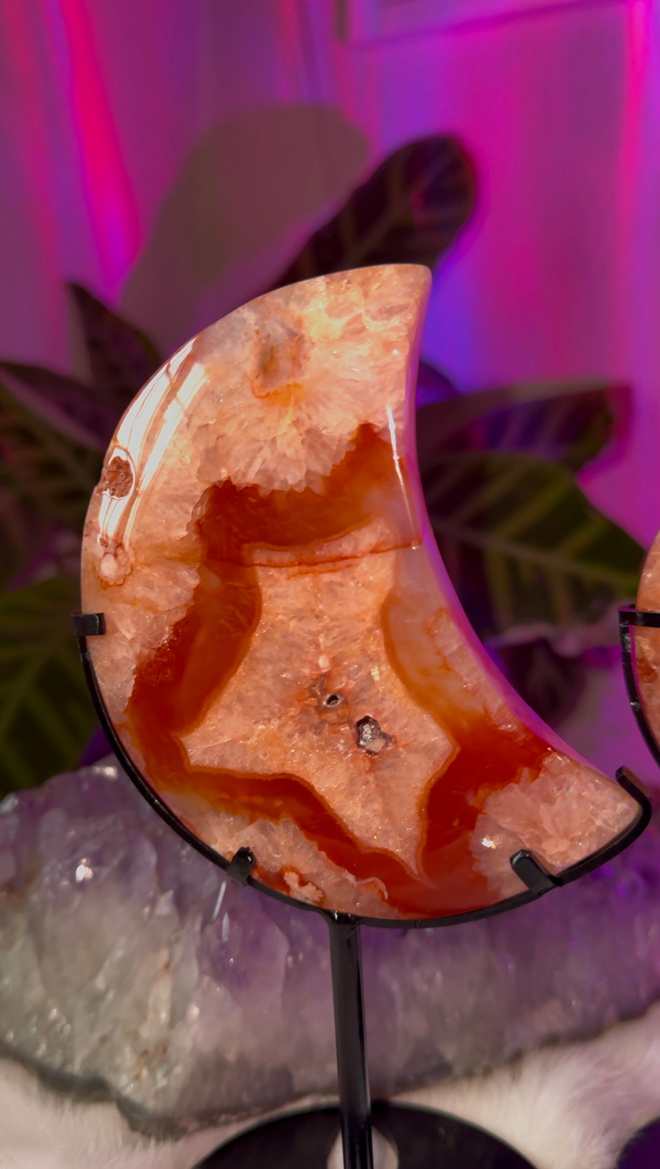 Carnelian moon carvings