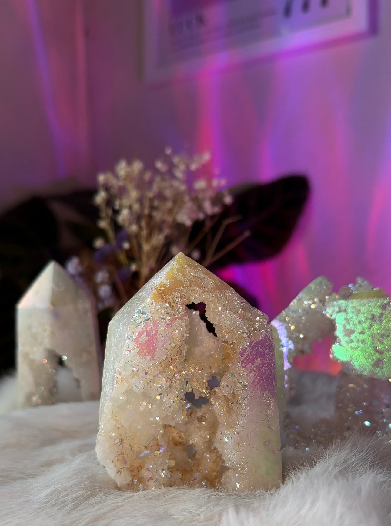 Aura quartz druzy caves