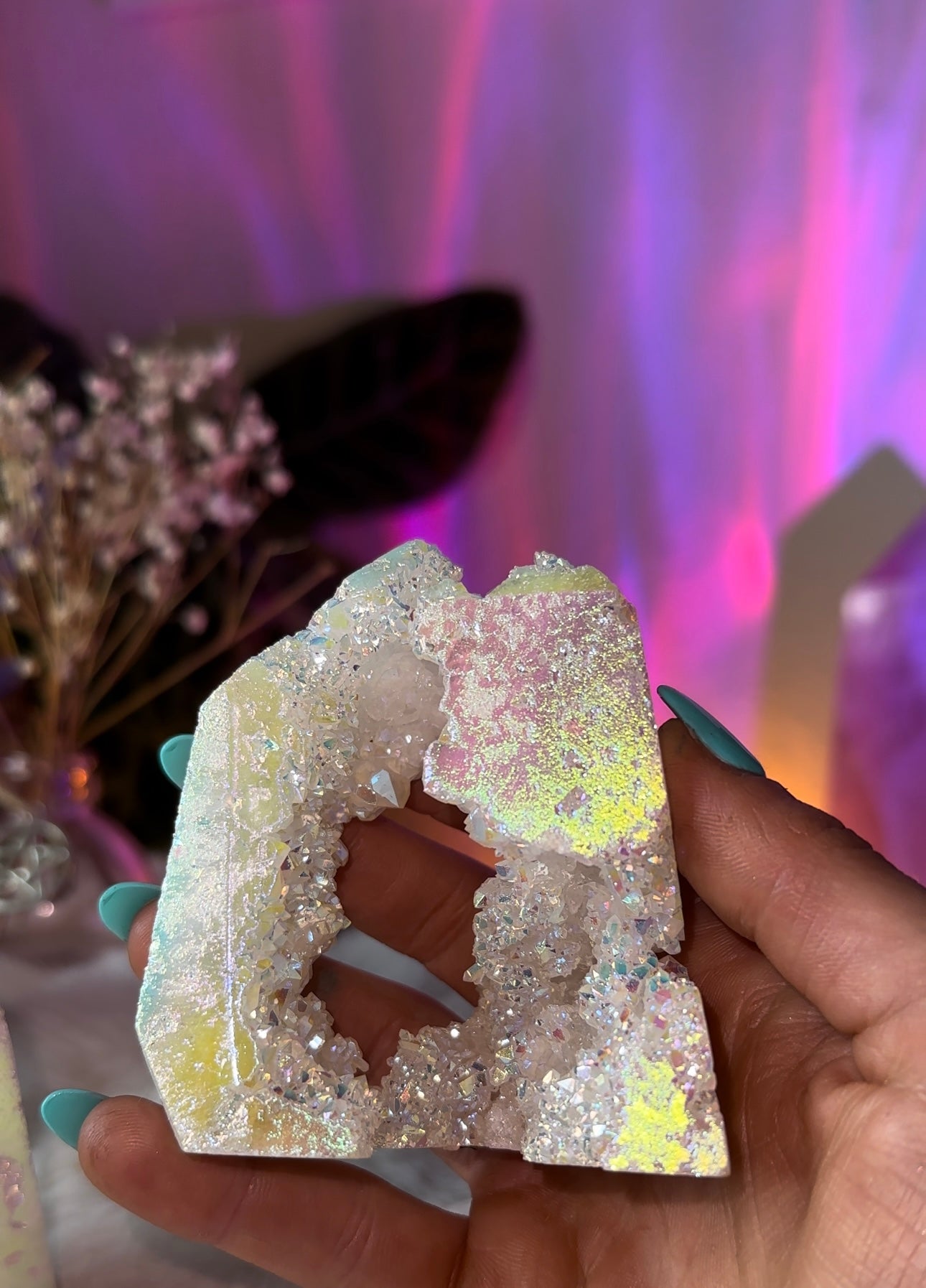 Aura quartz druzy caves