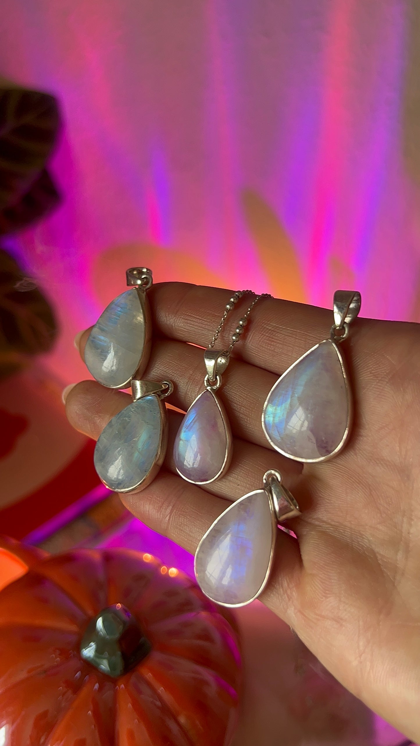 Moonstone sterling silver tear drop pendant