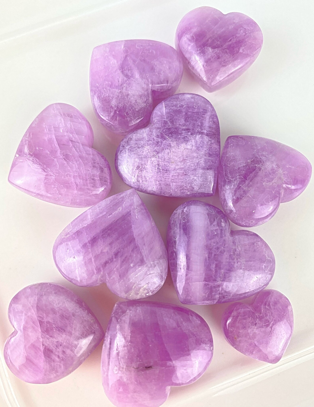 Kunzite carved hearts, moons and stars!
