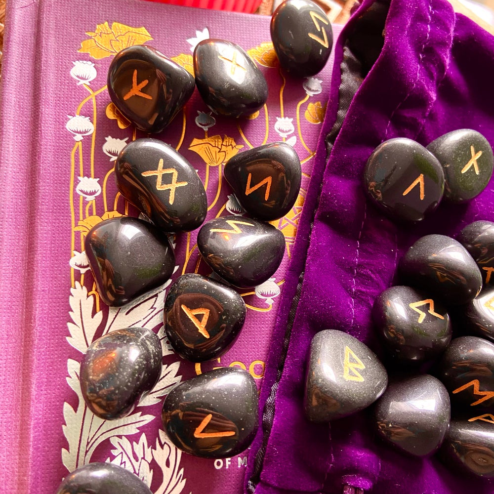 Black Agate Nordic Runes