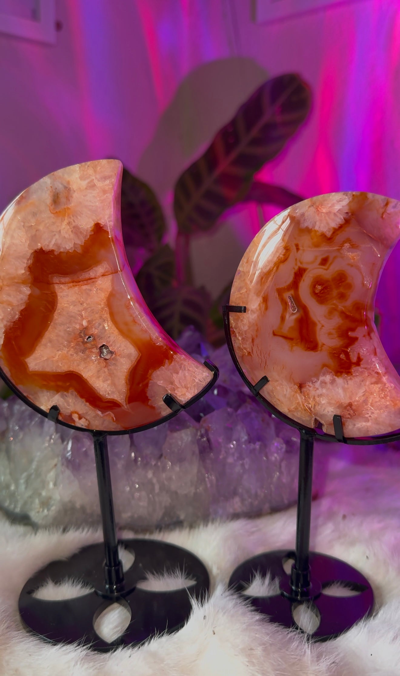 Carnelian moon carvings