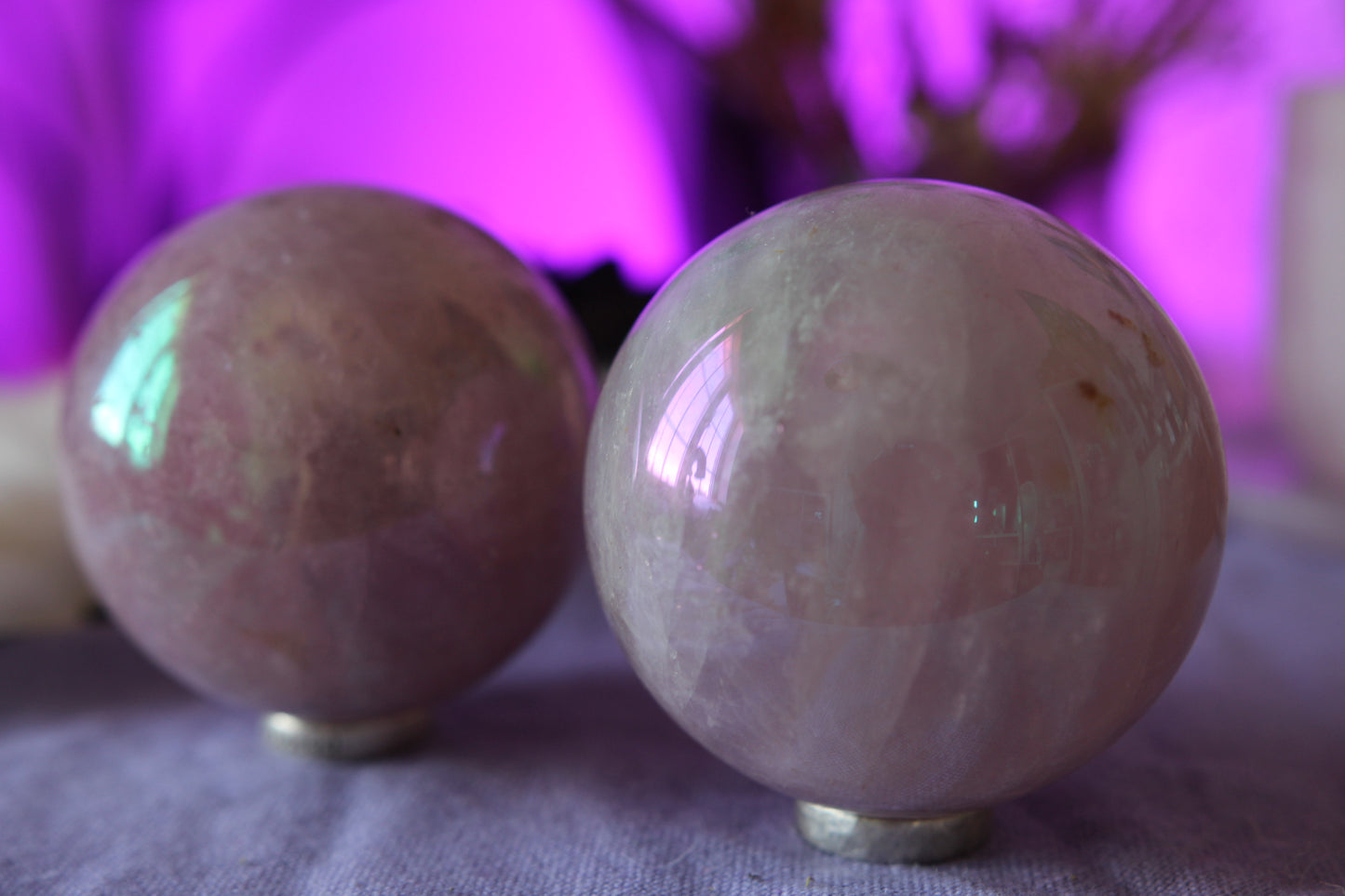 Aura Rose quartz Spheres
