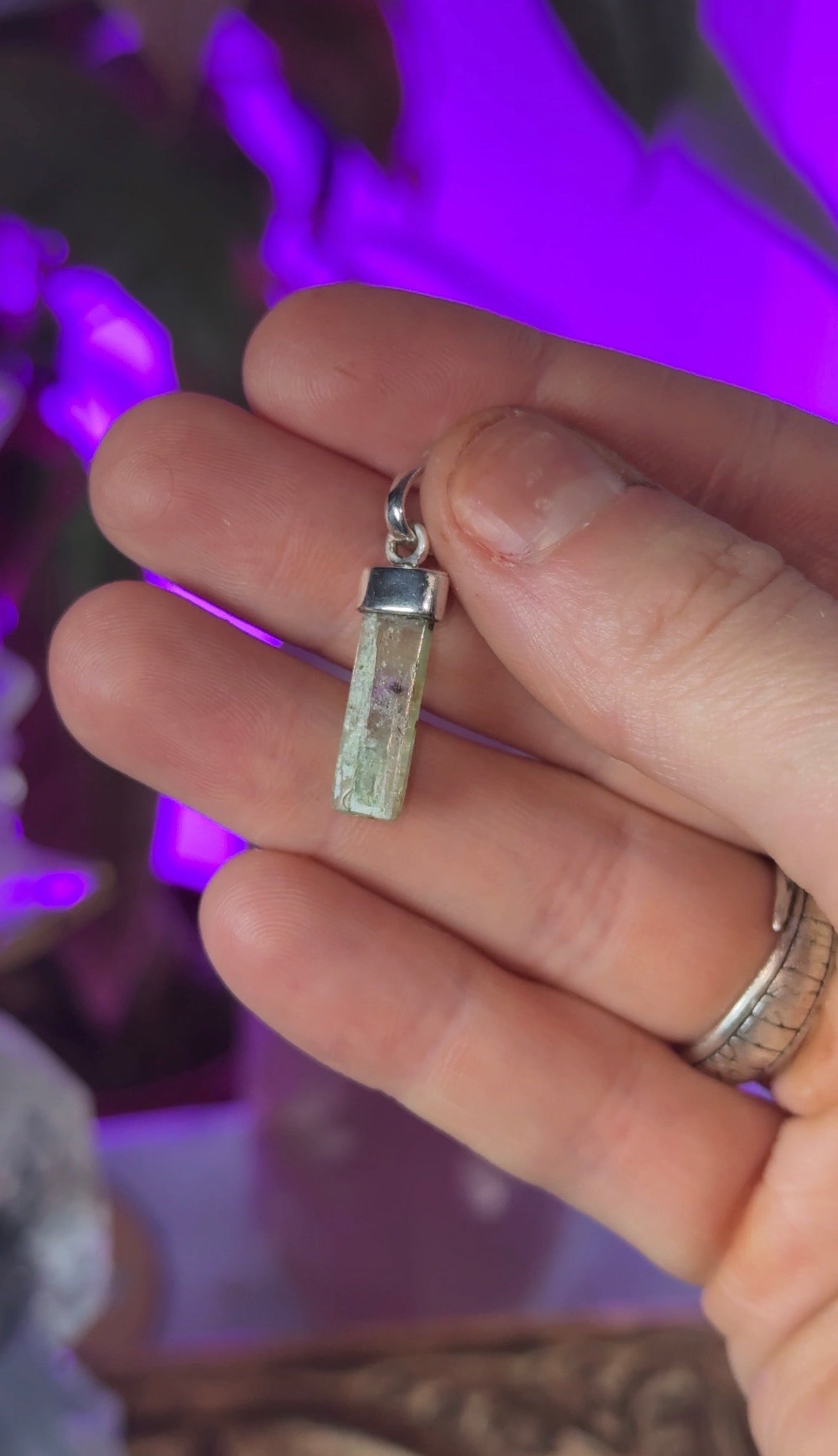 Green Tourmaline Silver Pendent Abundance, Healing & Heart Energy