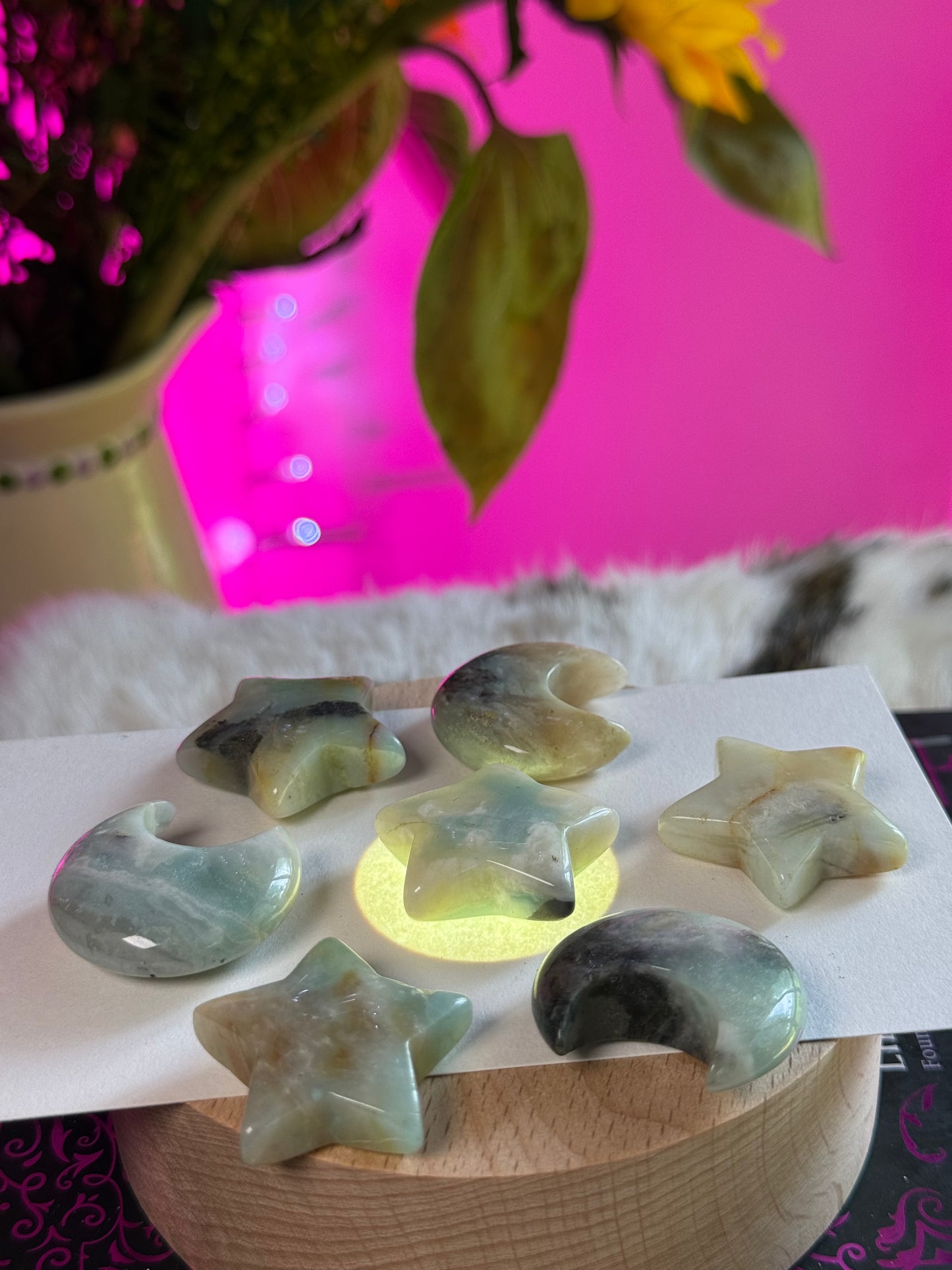 Ocean Jasper Moon & Star Carving Pairs: Healing