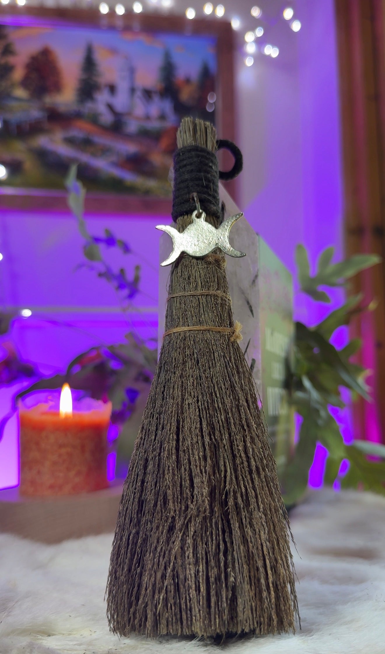 Broom with Metal Triple Moon