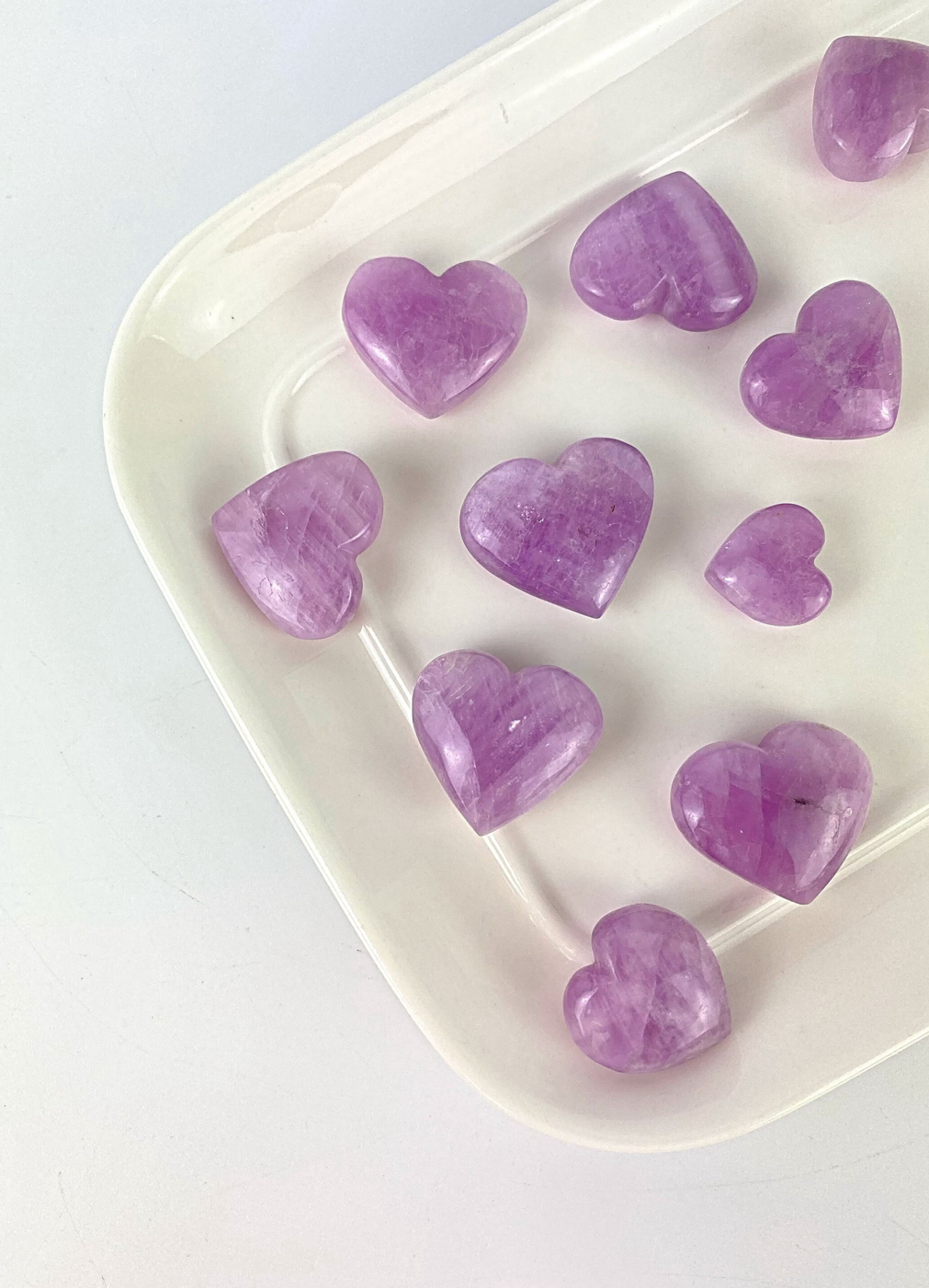 Kunzite carved hearts, moons and stars!