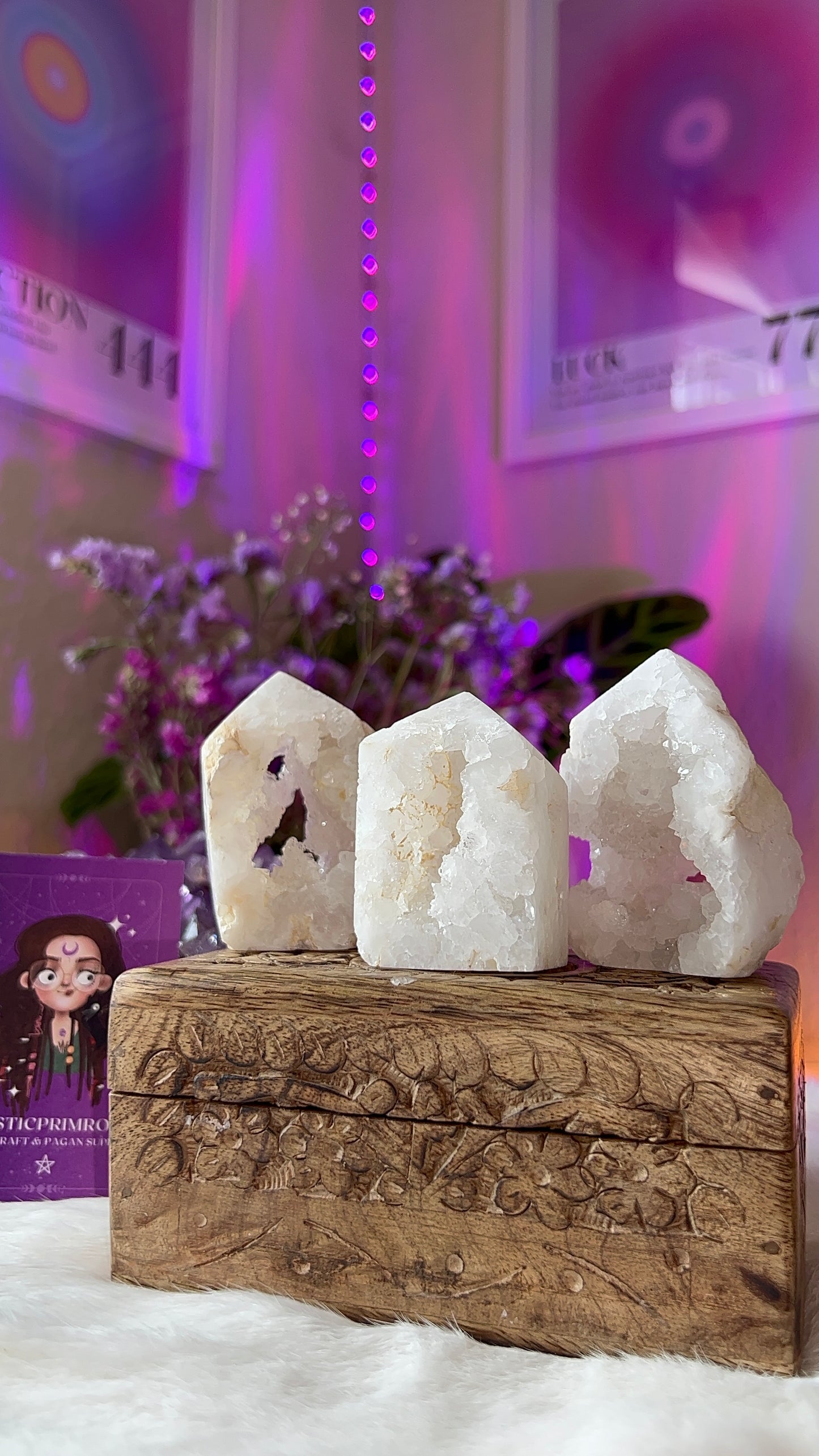 Sparkling druzy obelisks