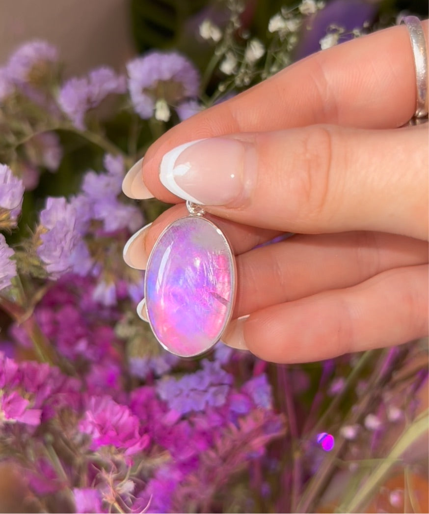 Moonstone sterling silver tear drop pendant