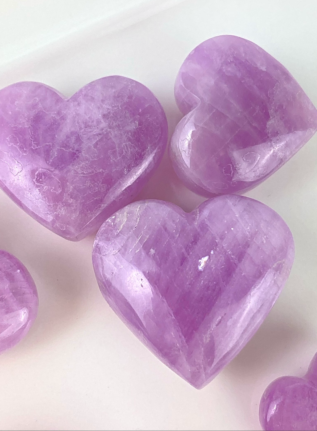 Kunzite carved hearts, moons and stars!