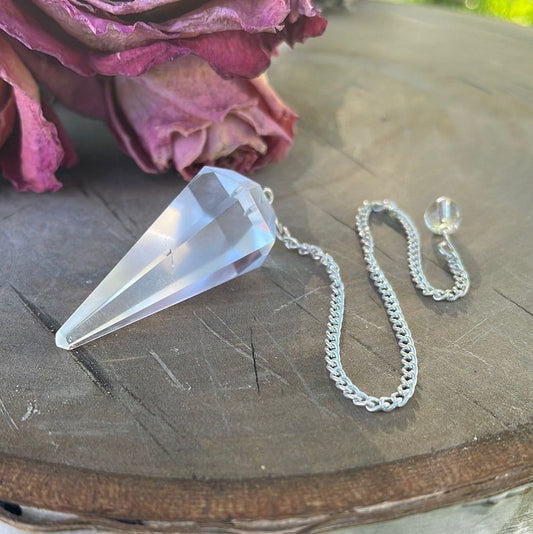 Clear quartz pendulum